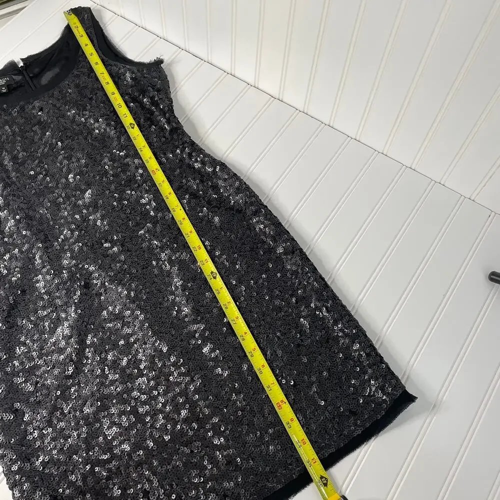 Talbots Women’s Black Sequin Cocktail Dress Back Zip Knee Length Size 4P - Picture 11 of 11